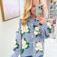 Checkered Scattered Magnolia Button Up Top