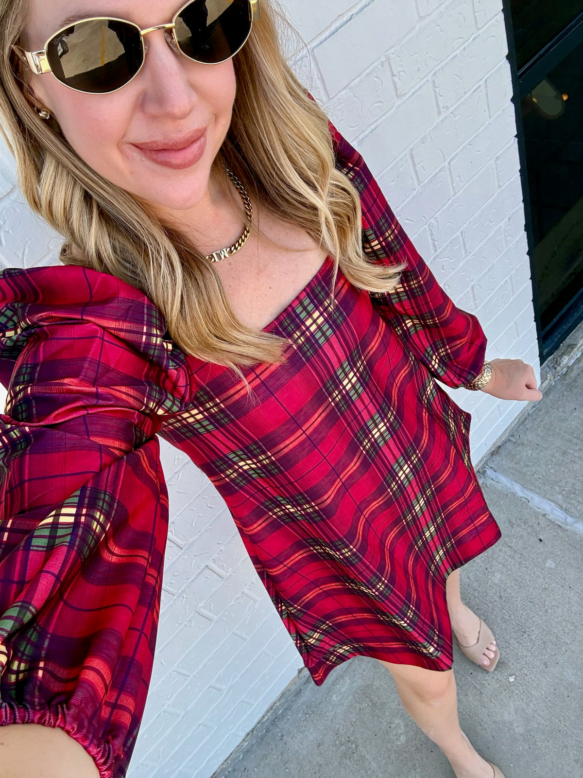 Collins Dress Cabernet Plaid