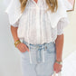 Eyelet Novelty Collar Top