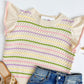 Stripe Flutter Sleeve Sweater Top
