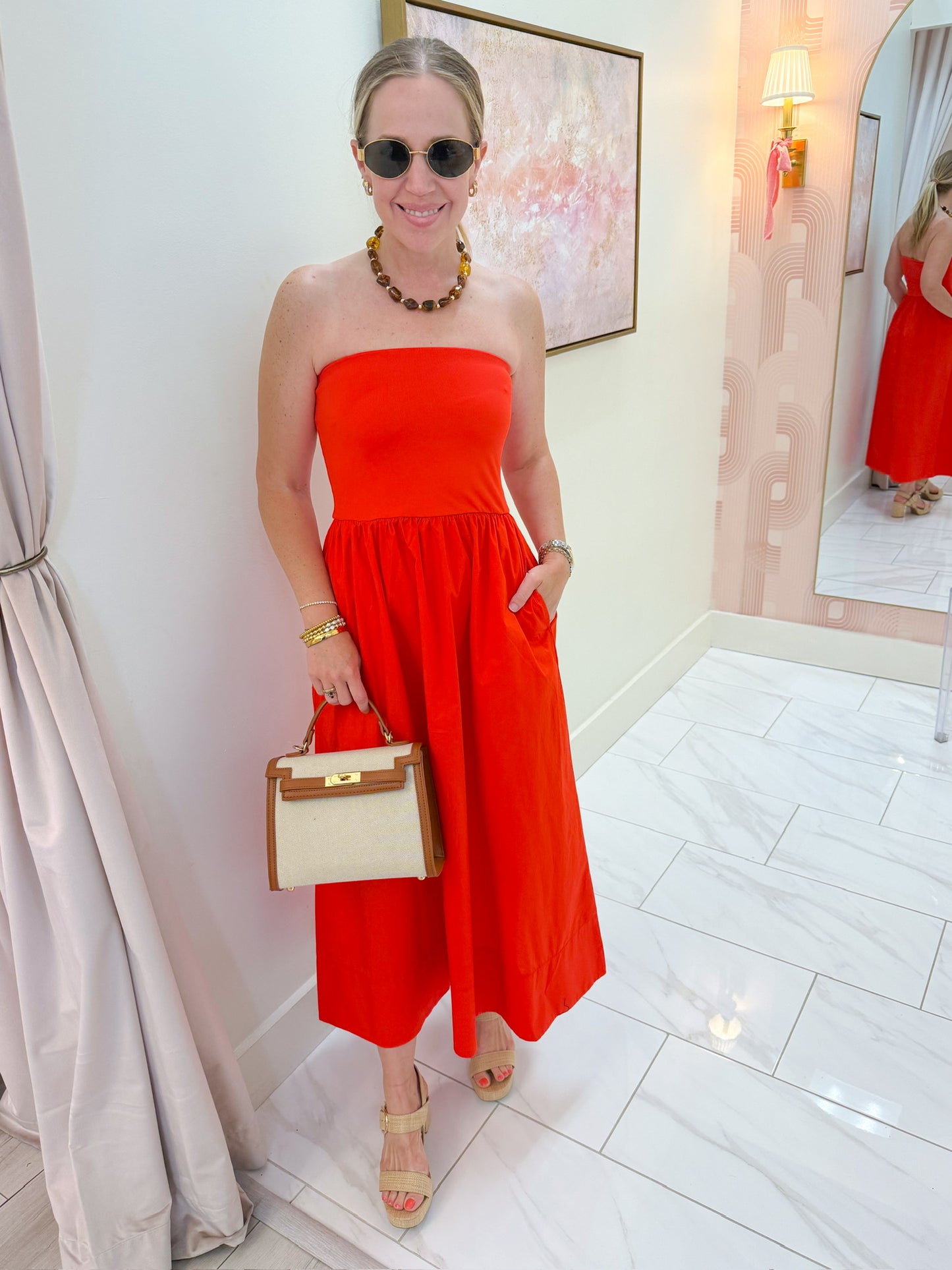 ZS Sunsought Strapless Midi Dress