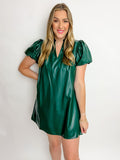 Tory Faux Leather Puff Sleeve Dress
