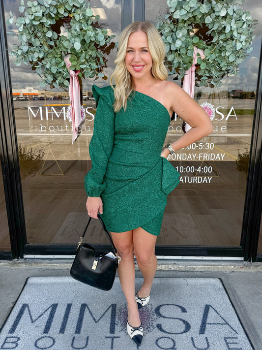 Wayne One Shoulder Textured Mini Dress