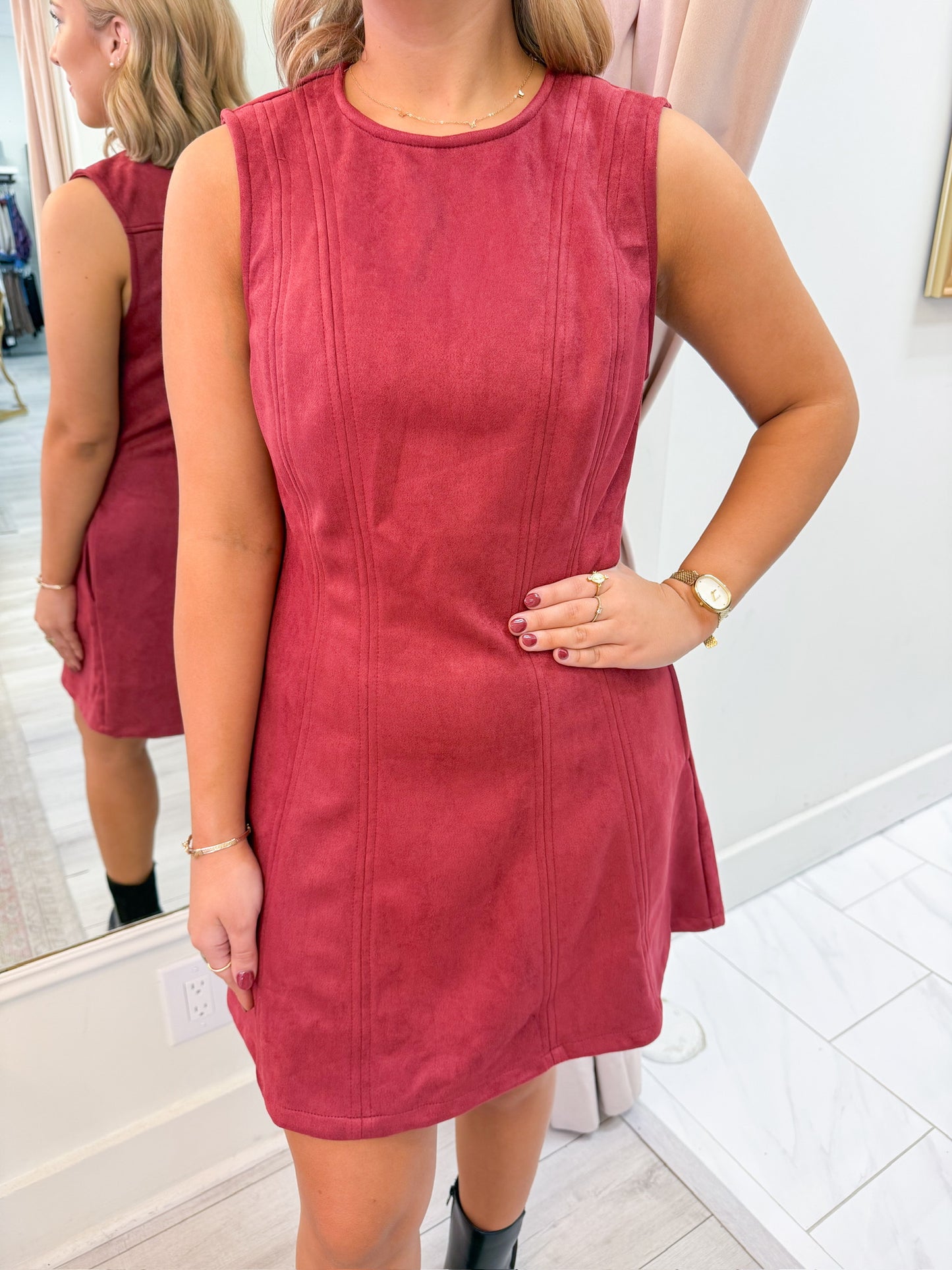 Bordeaux Suede Mini Dress