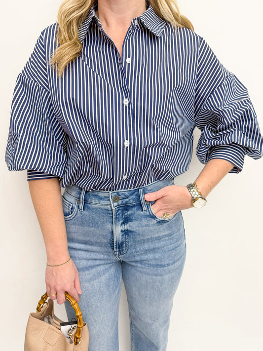 Nantucket Stripe Button Up Blouse