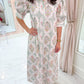 Vintage Floral Ruffle Neck Maxi Dress