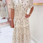 Floral Pintuck Midi Dress