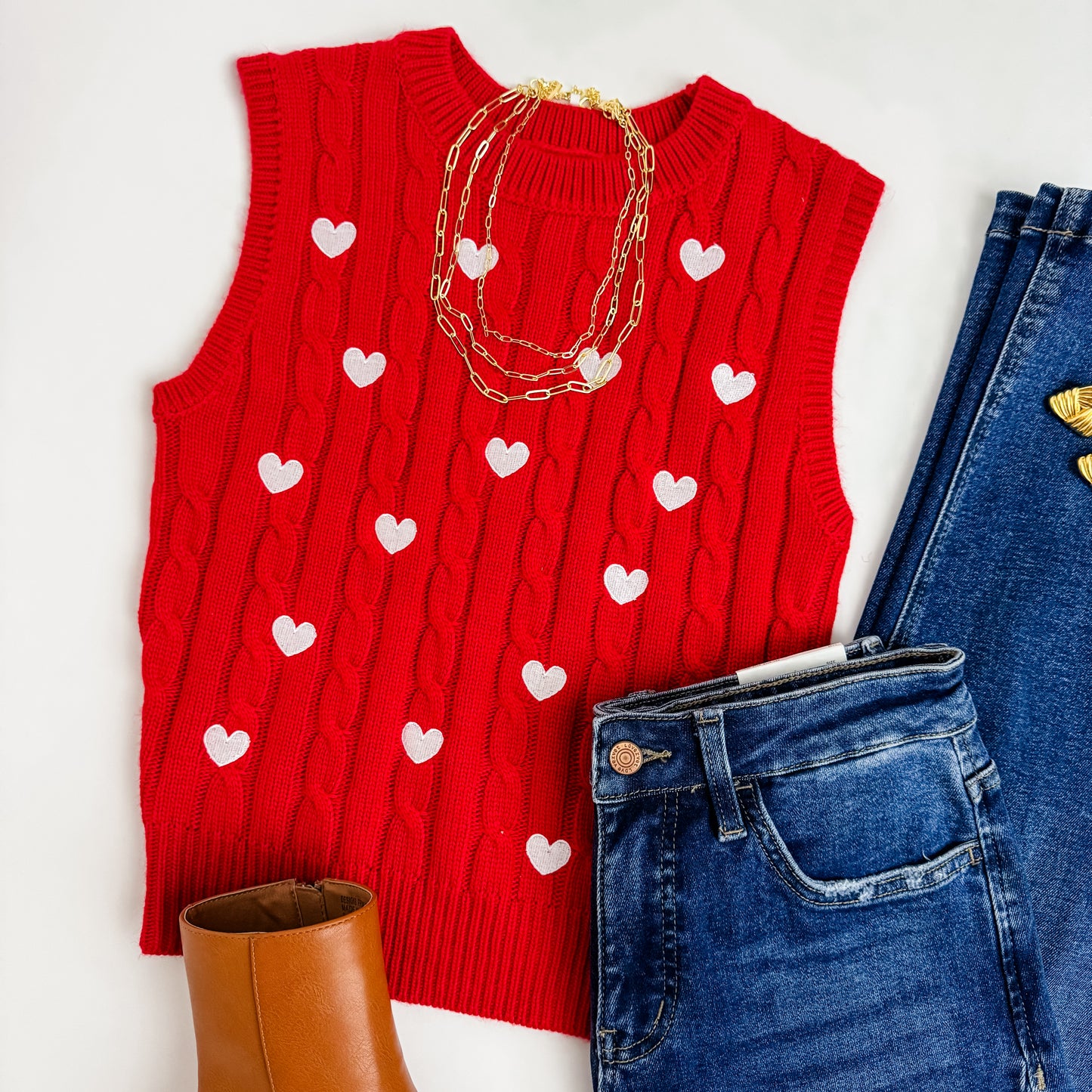 Heart Embroidered Sweater Vest