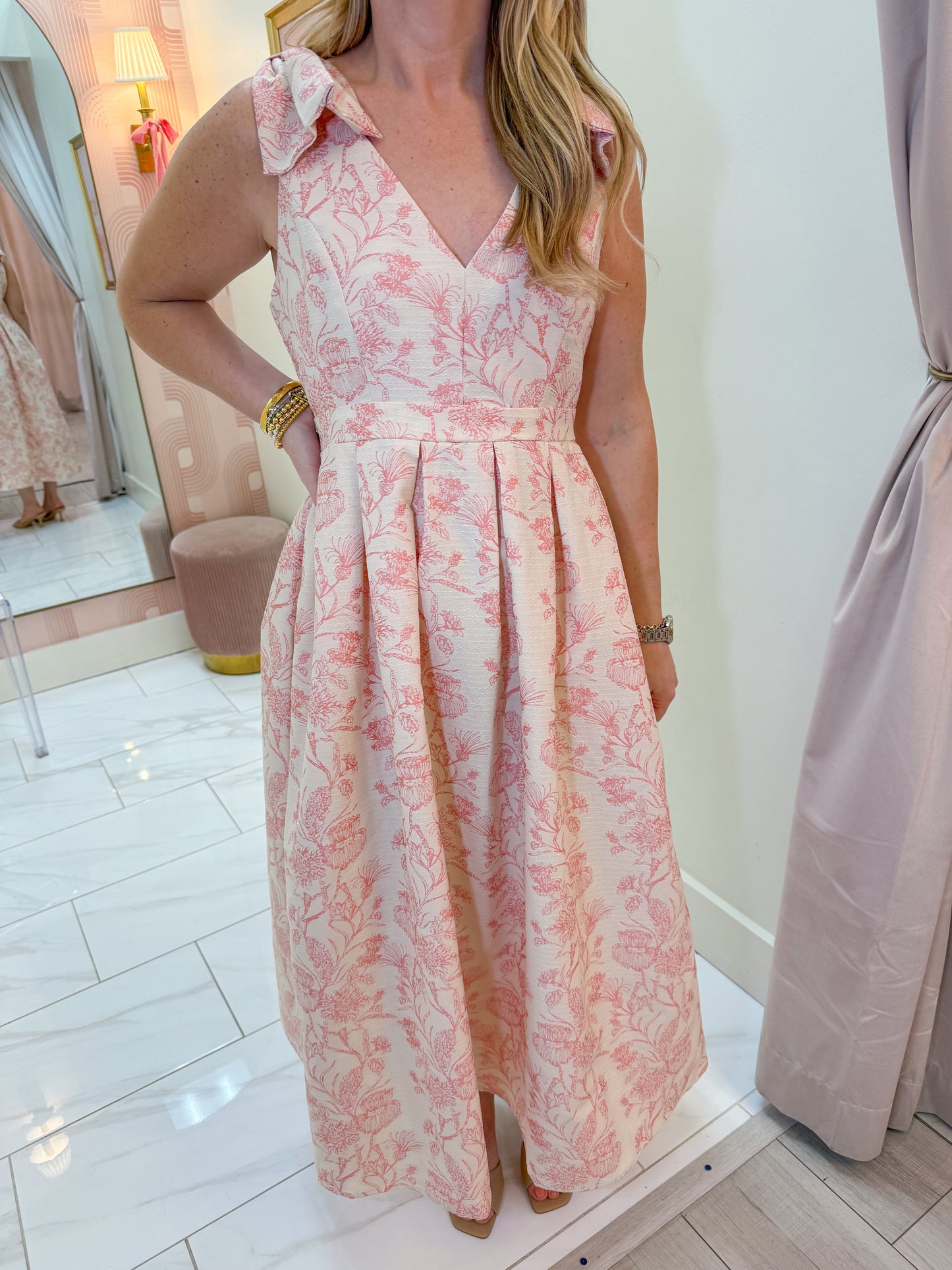 Toile de Fleur Jacquard Maxi Dress