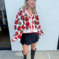 Poinsettia Button Up Cardigan