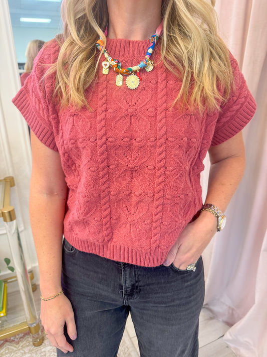 Francie Crop Sweater Vest Top