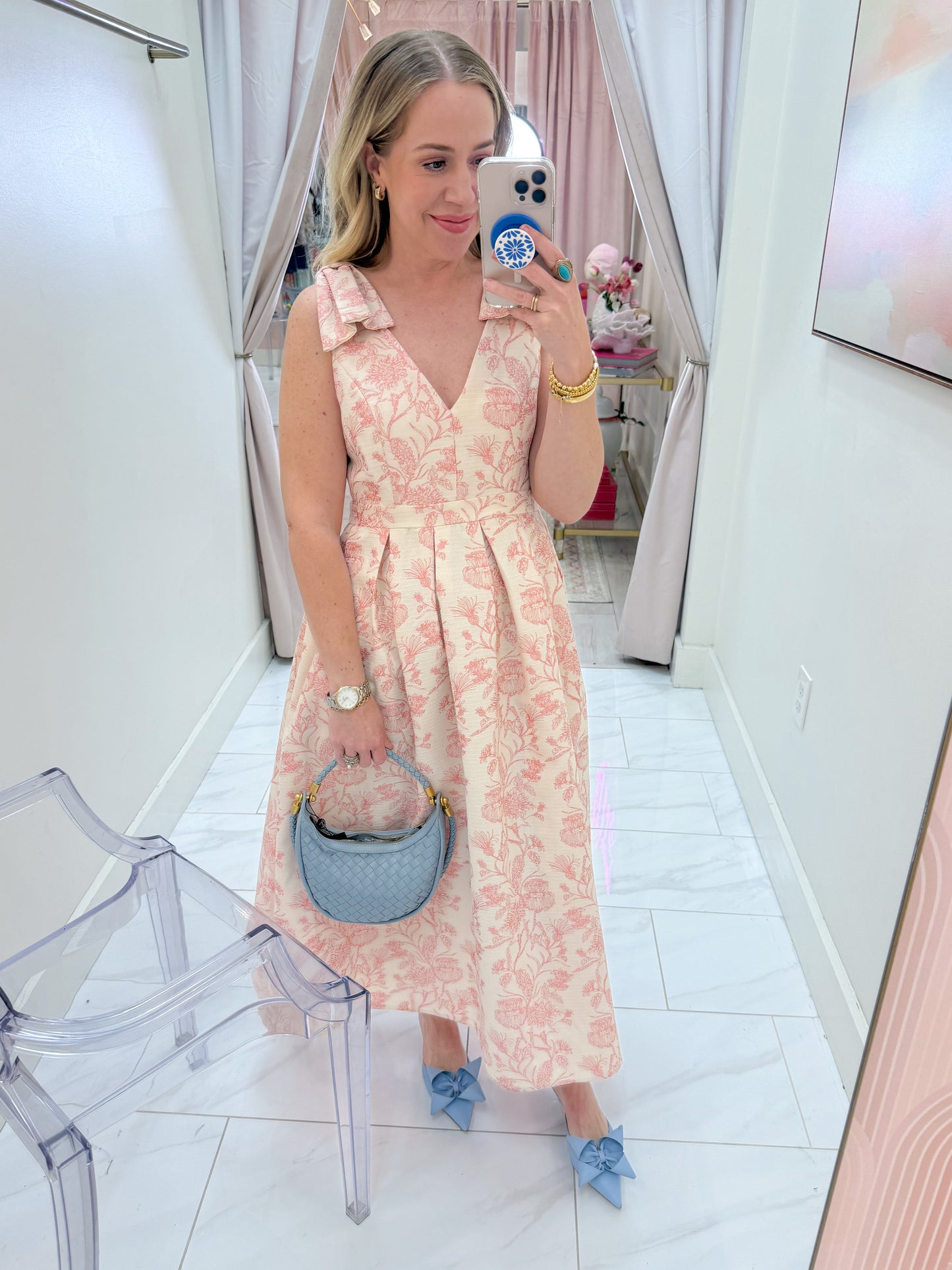 Toile de Fleur Jacquard Maxi Dress