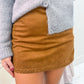Sleek Suede Whipstitch Hem Skort