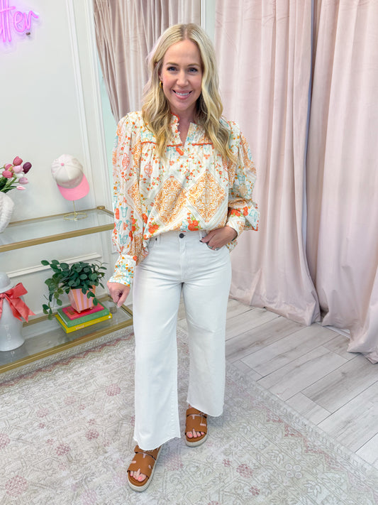 Butterfly Garden Button Up Blouse