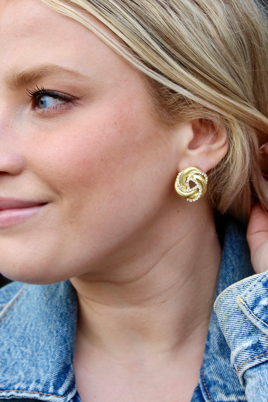 AC Pave and Gold Knot Studs