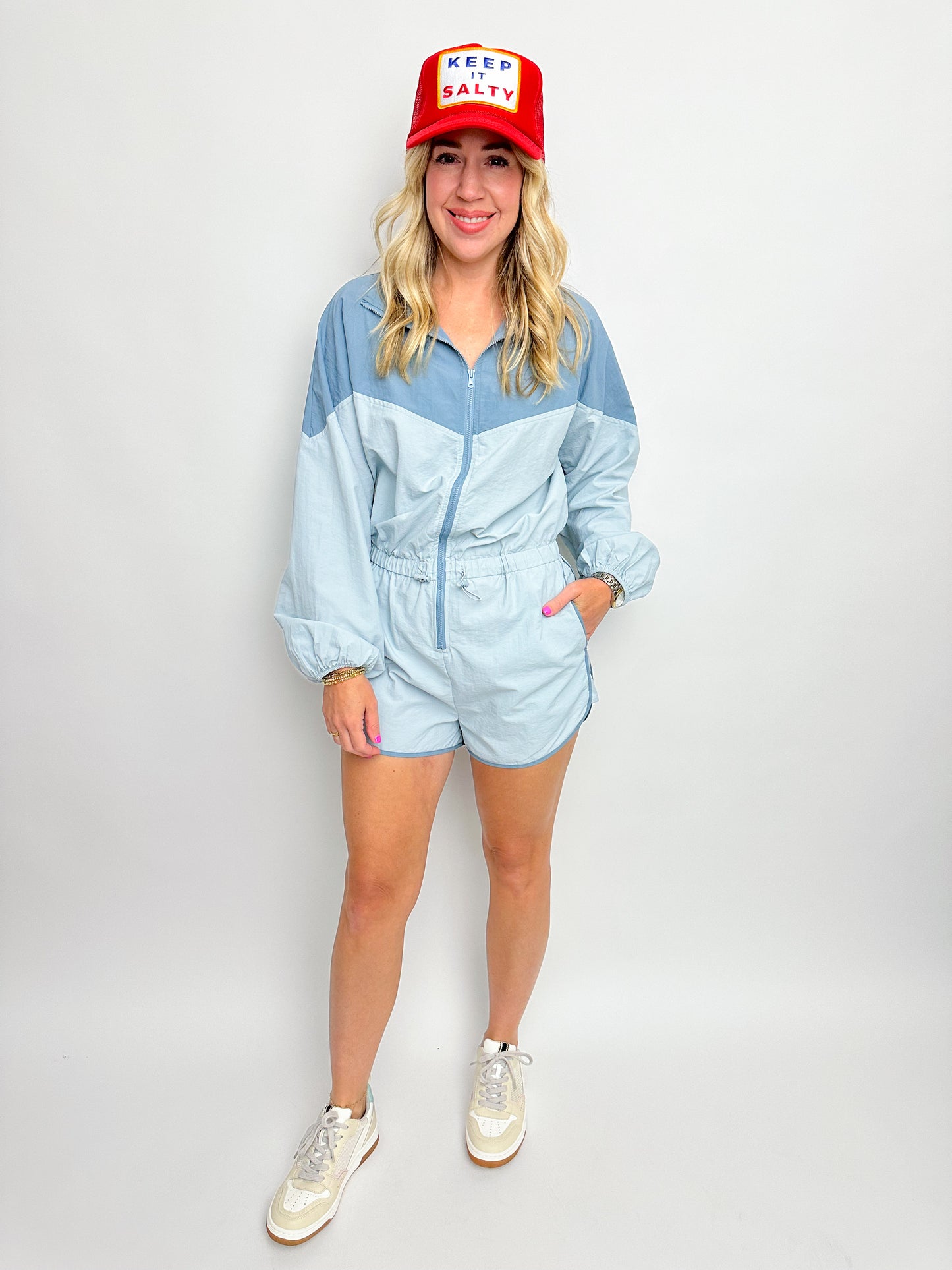 Contrast Nylon LS Romper