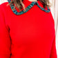 Annie Plaid Trim Ruffle Collar Sweater
