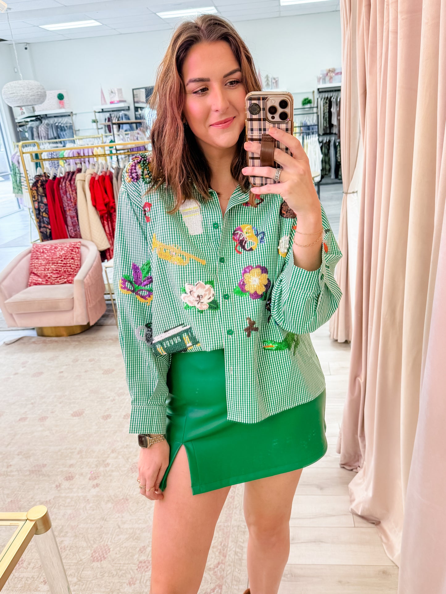 Gingham Mardi Gras Icon Top