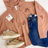 Embroidered Floral Sweater Hoodie