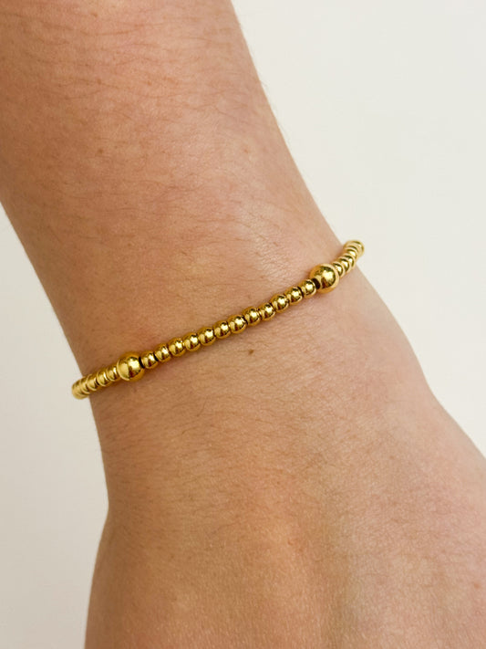 3mm/5mm Gold Beaded Bracelet