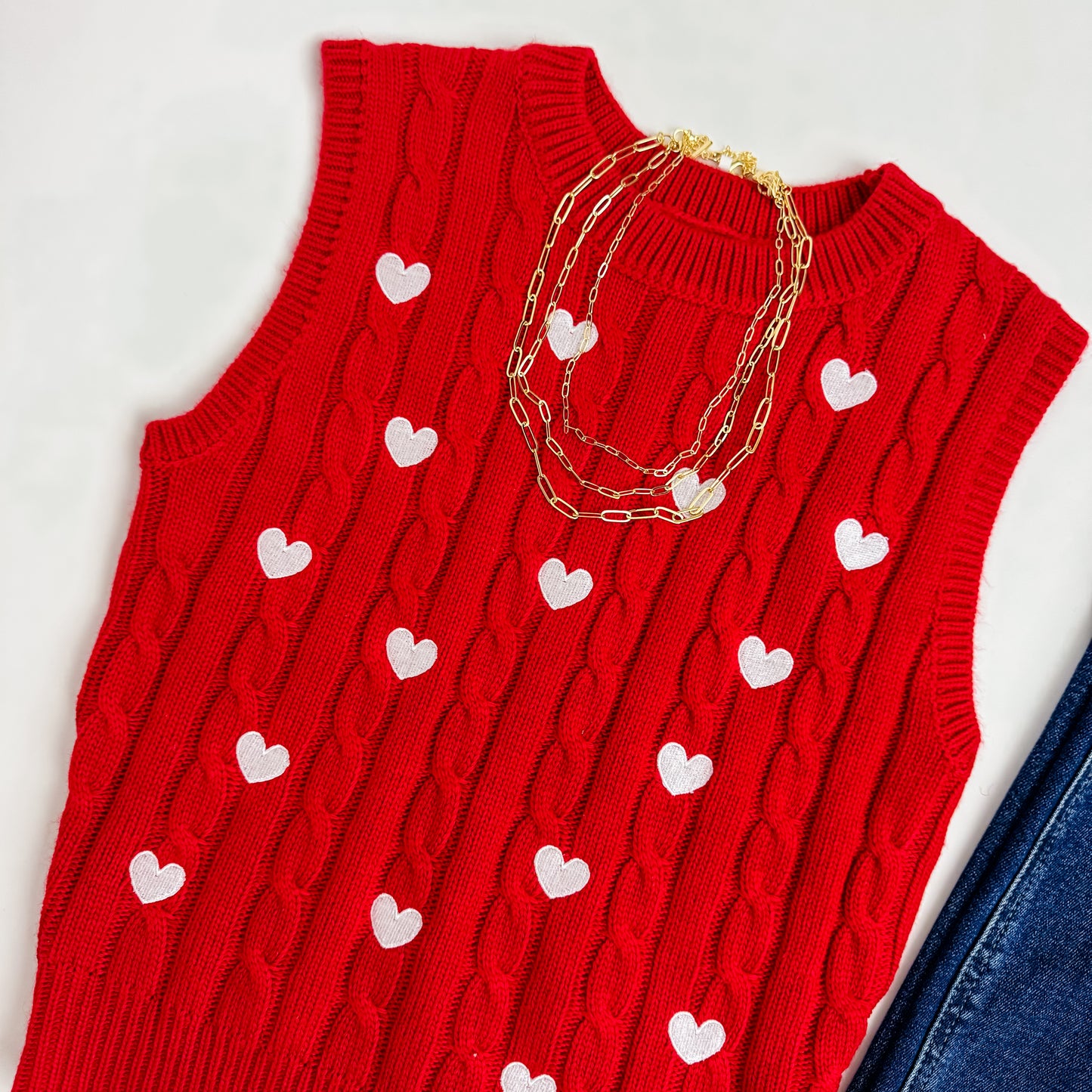 Heart Embroidered Sweater Vest