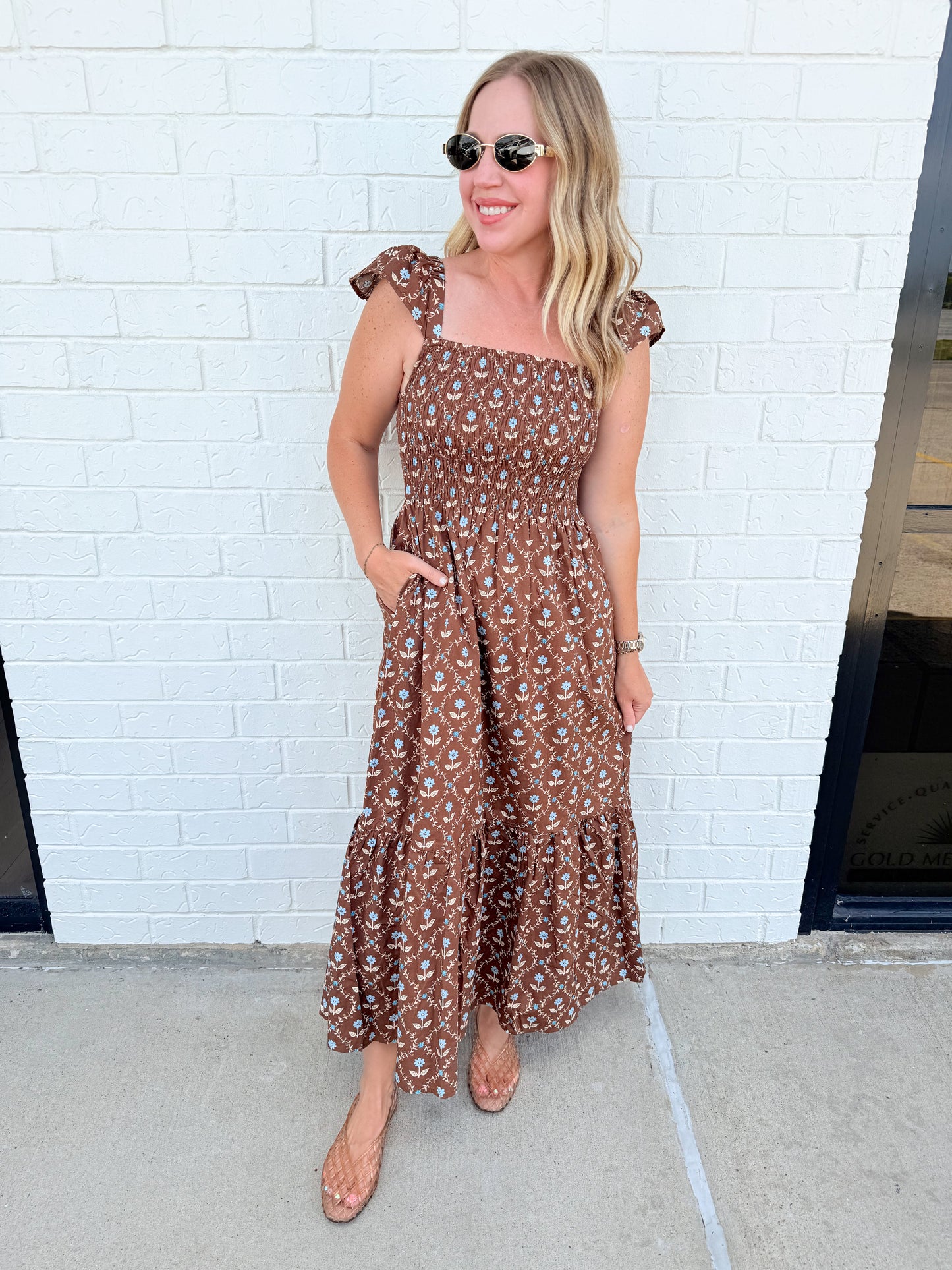 Floral Poplin Smock Tier Dress