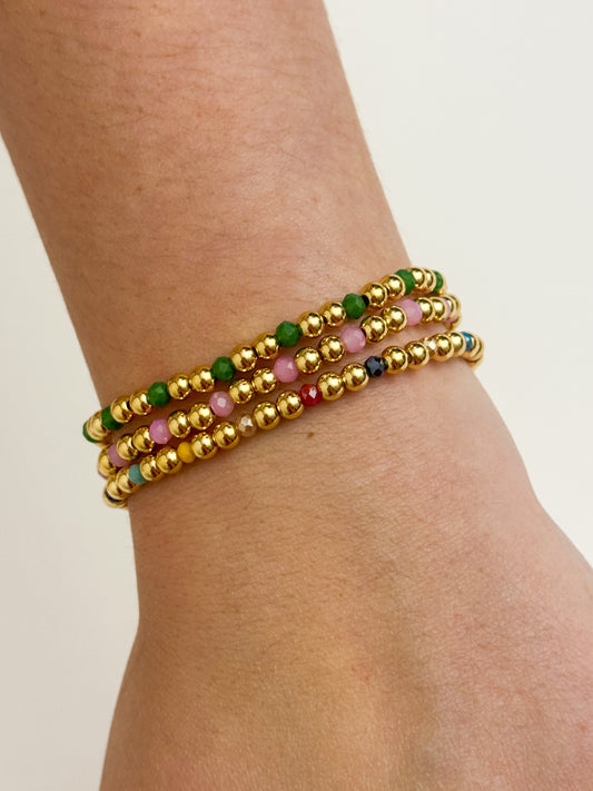 4mm Bead & Crystal 3 Bracelet Set