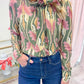 Paris Floral Tie Neck Blouse