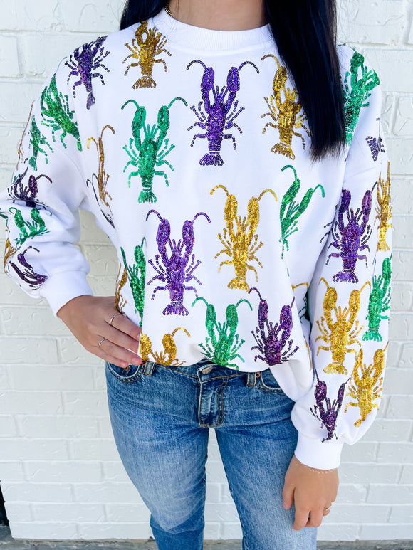 Mardi Gras Sequin Crawfish Sweatshirt