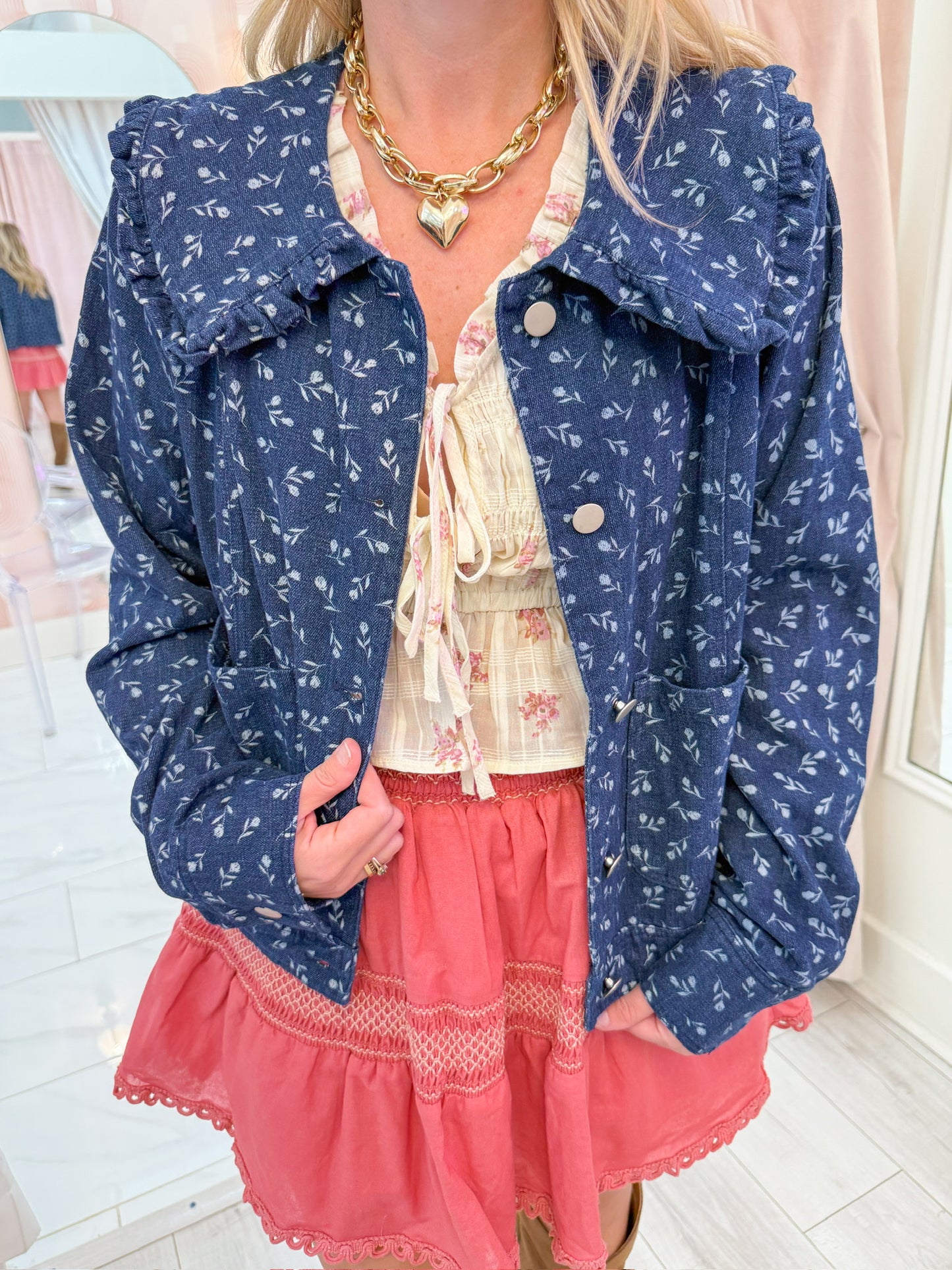 Bloom On Printed Denim Jacket