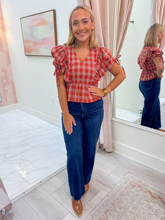 Petra Plaid Babydoll Blouse