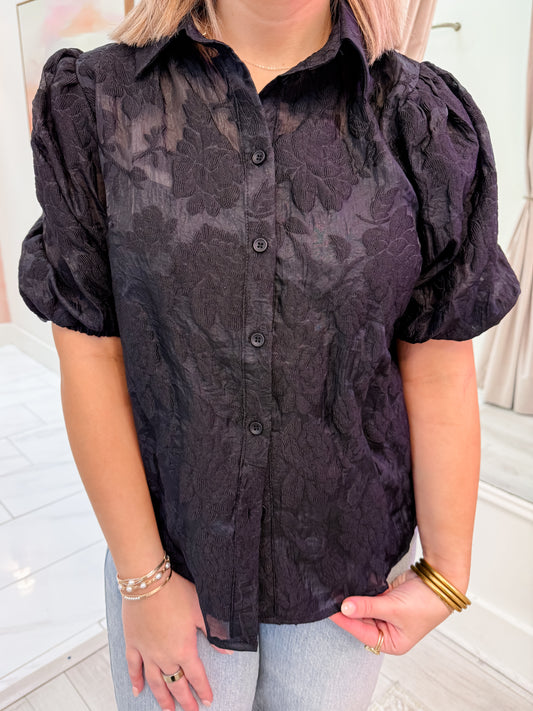 Echo Textured Button Up Blouse