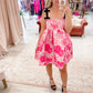 Velvet Bow Strap Jacquard Mini Dress