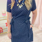 Livvy Polka Dot Denim Mini Dress