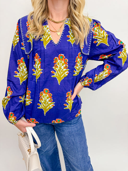 Willa Floral Vneck Blouse