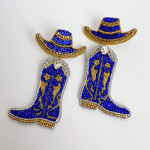 Cowboy Boot & Hat Beaded Earrings