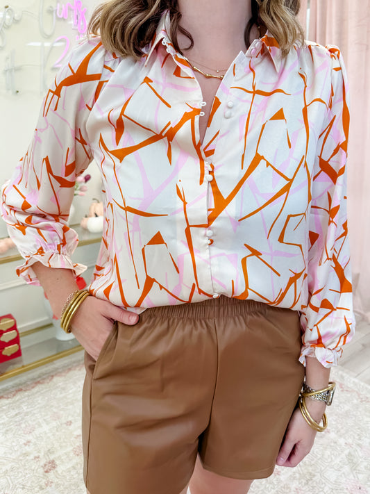 Kori Abstract Button Up Blouse