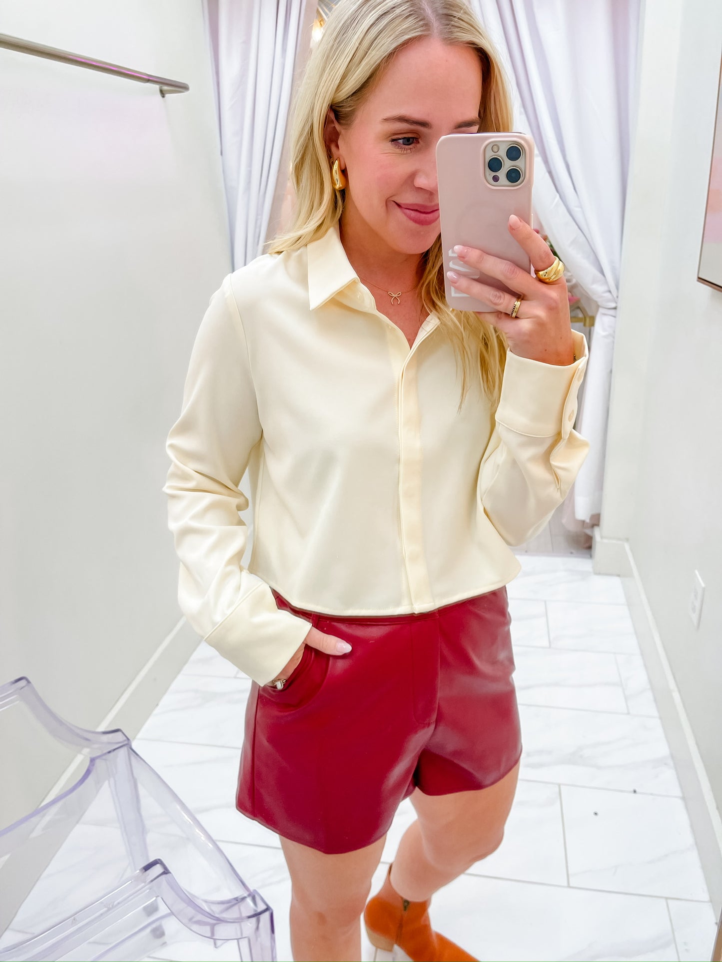 Midday Latte Cropped Shirt