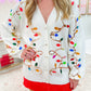 Multi Jeweled Christmas Lights Sweater Cardigan