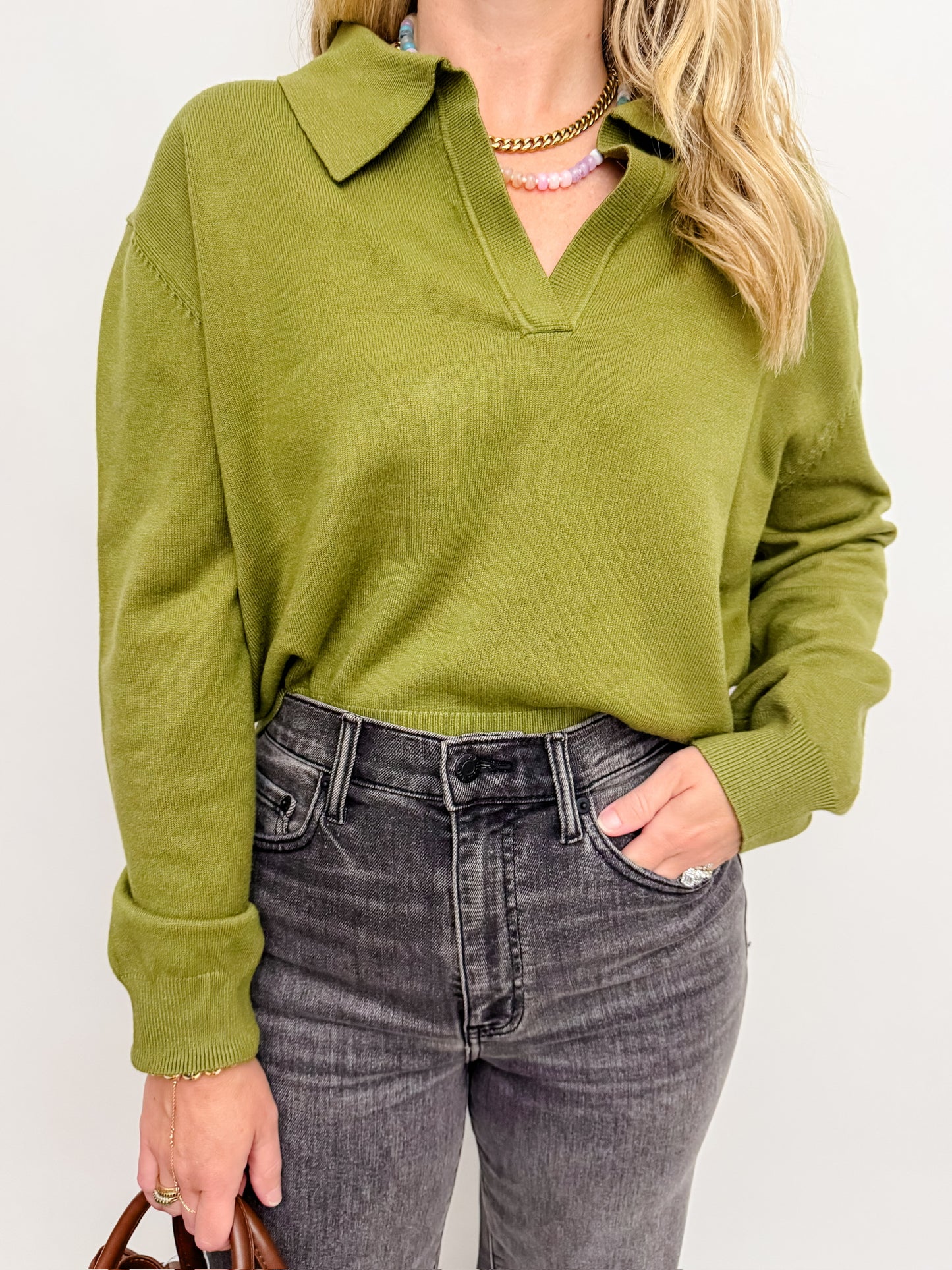 Vneck Collared Sweater