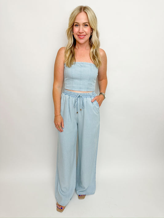 In The Clouds Chambray Tube Top