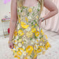 Golden Bloom Mini Dress