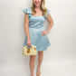 Birdie Blue Ruffled Cocktail Dress