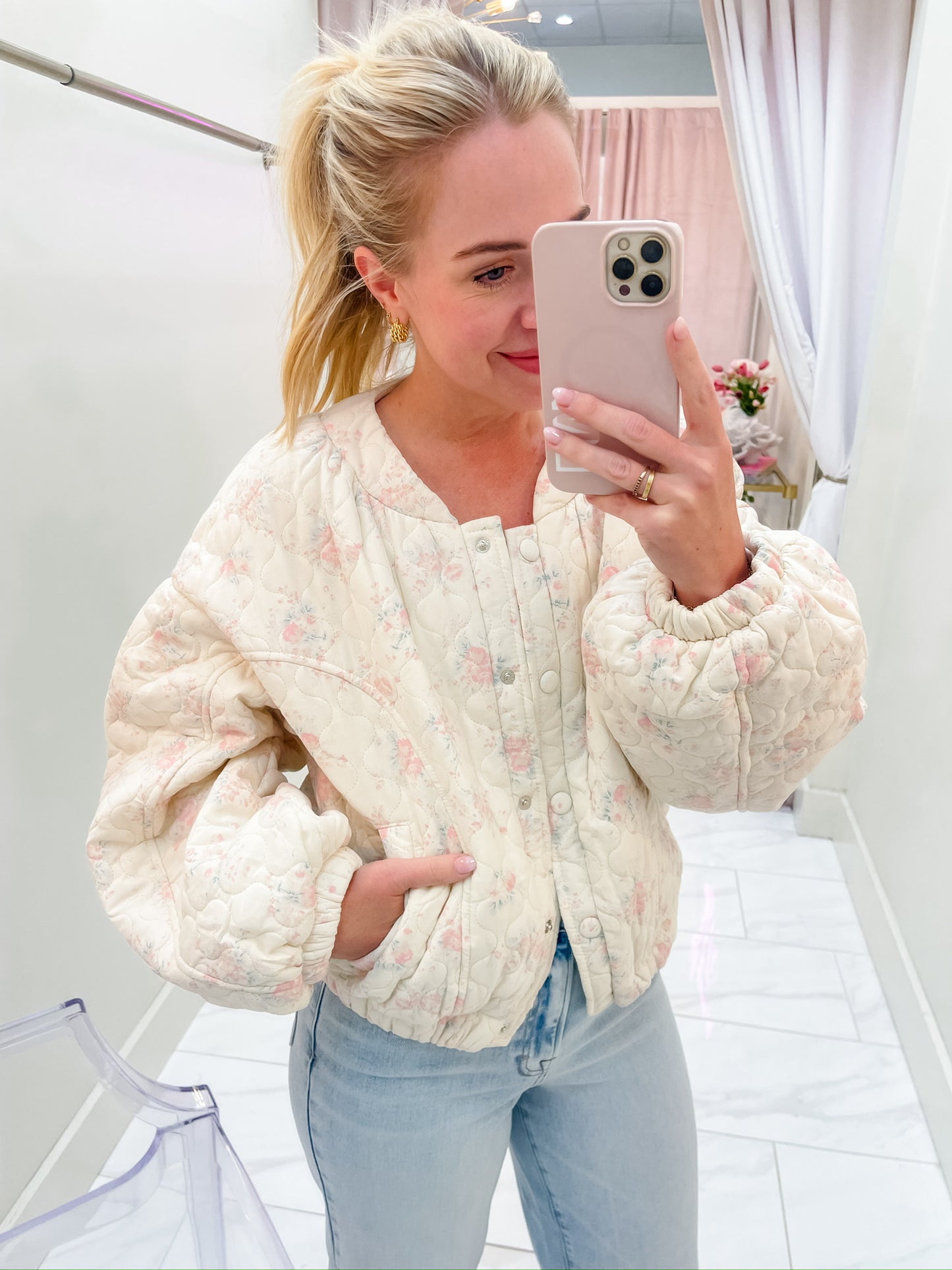 Haven Floral Quilted Bomber Jacket