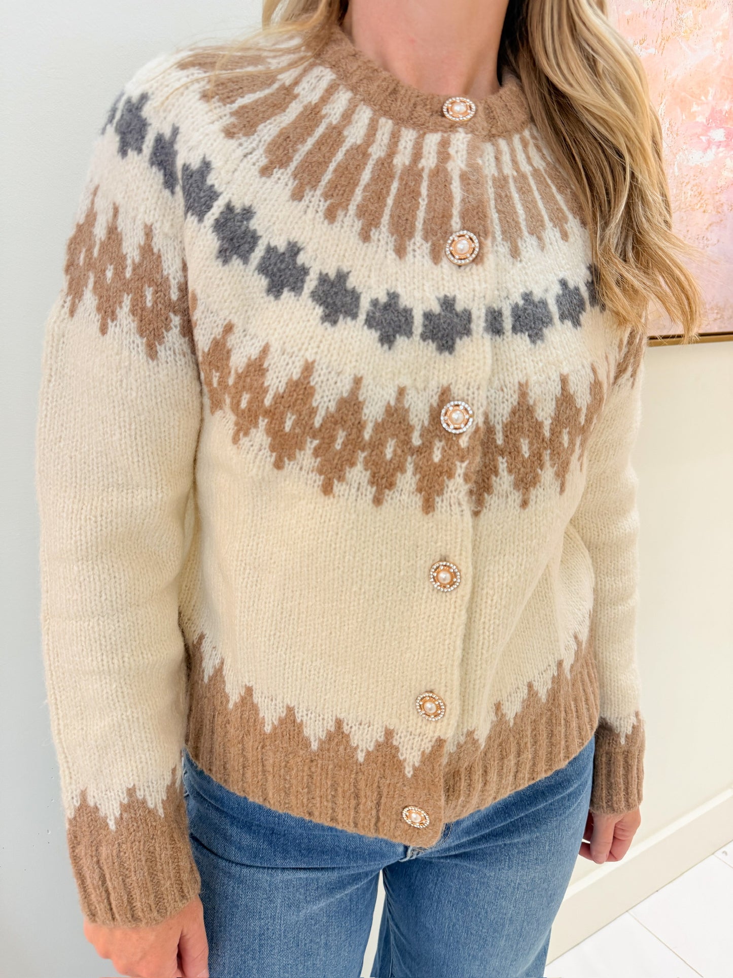 Ski Pattern Knitted Cardigan