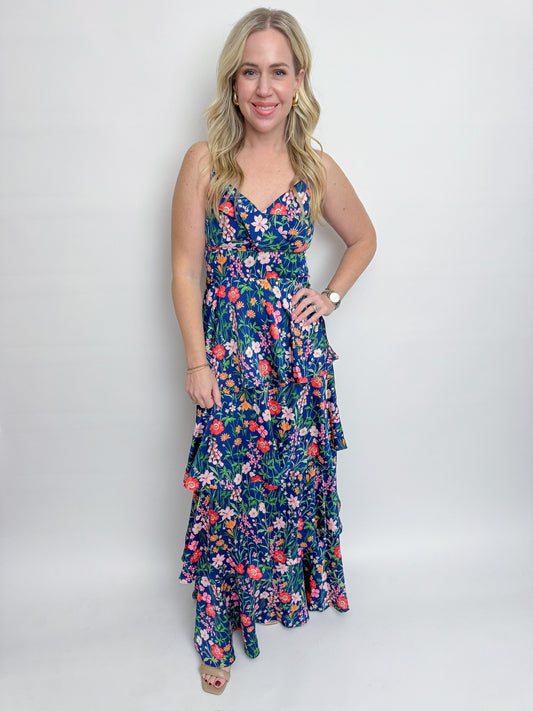 Painted Blooms Tiered Maxi Dress