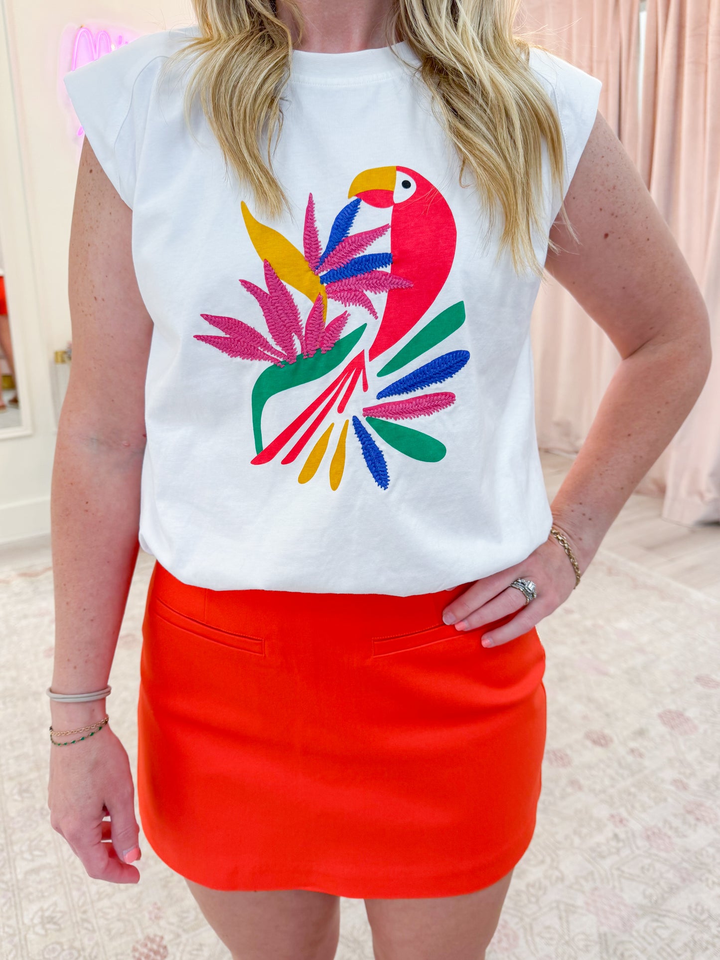 Macaw Embroidered Muscle Tee