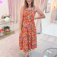 Painted Floral Scoop Back Maxi Dress