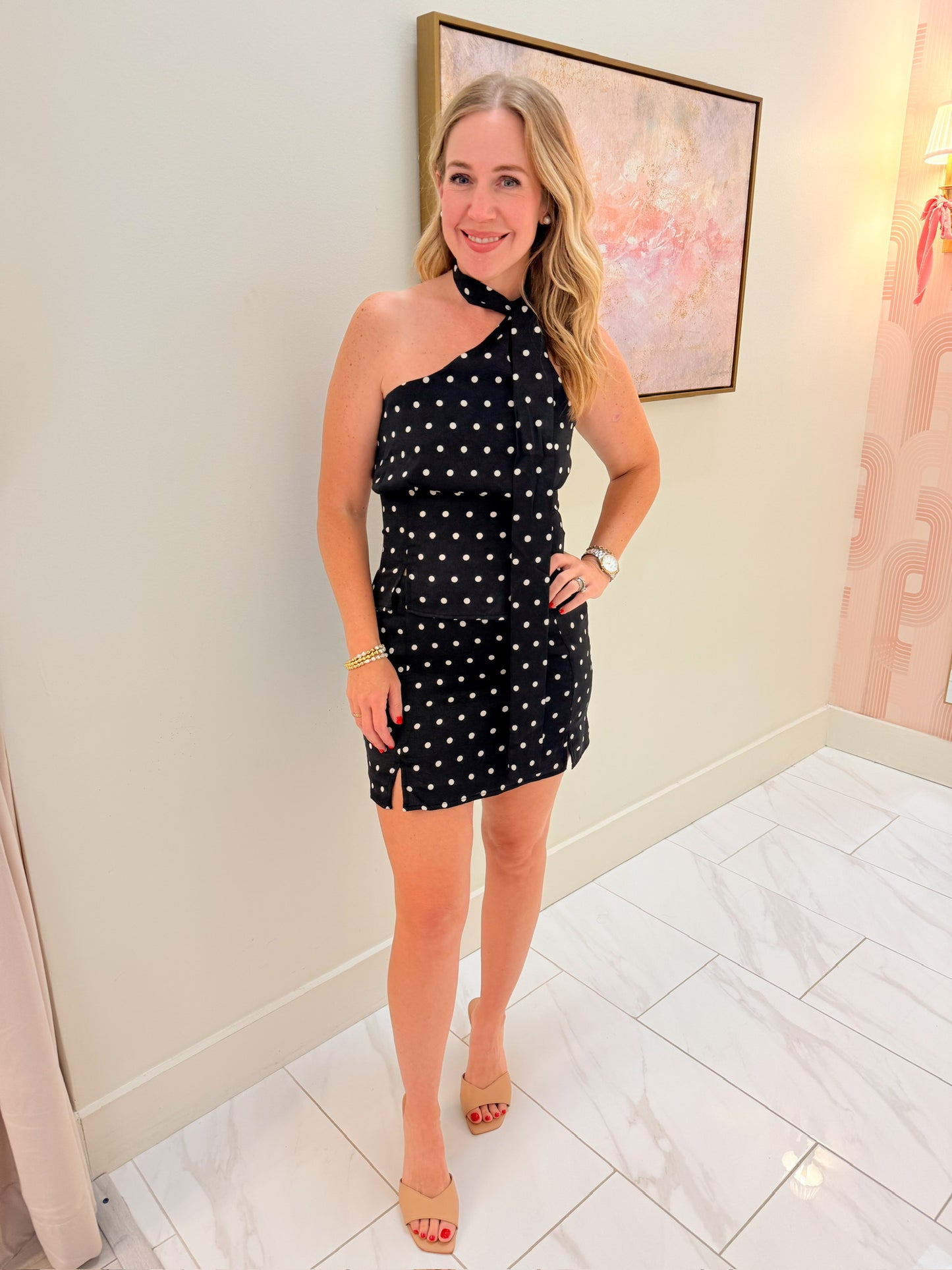 Cava Polka Dot Halter & Skirt Set