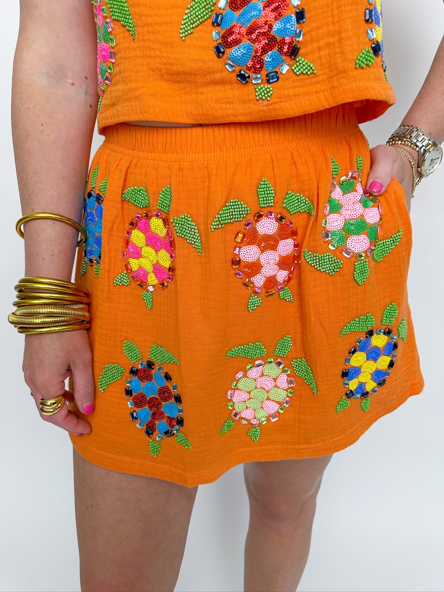 Beaded Gauze Turtle Skort